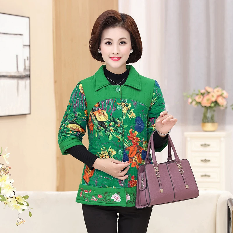 Woman Oriental Quilted Jacket Half Sleeve Parkas Puffer Tunic Coat Female Ethnic Padded Outerwear Autumn Winter Puff Basic Coats