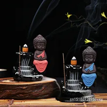 1 шт. керамическая статуэтка творческий маленький монах Маленький Будда курильница с обратным потоком Ладан горелки Применение в домашних условиях Teaho Применение домашний декор