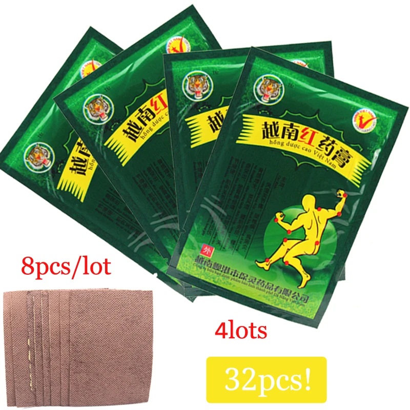 32Pcs Red Plaster Tiger Balm Vietnam Plaster Pain Relief Patches Muscle