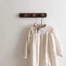 Платье с длинными рукавами для маленьких девочек; коллекция года; Брендовое хлопковое платье в японском и корейском стиле для маленьких девочек; льняное платье с оборками; осенняя одежда принцессы