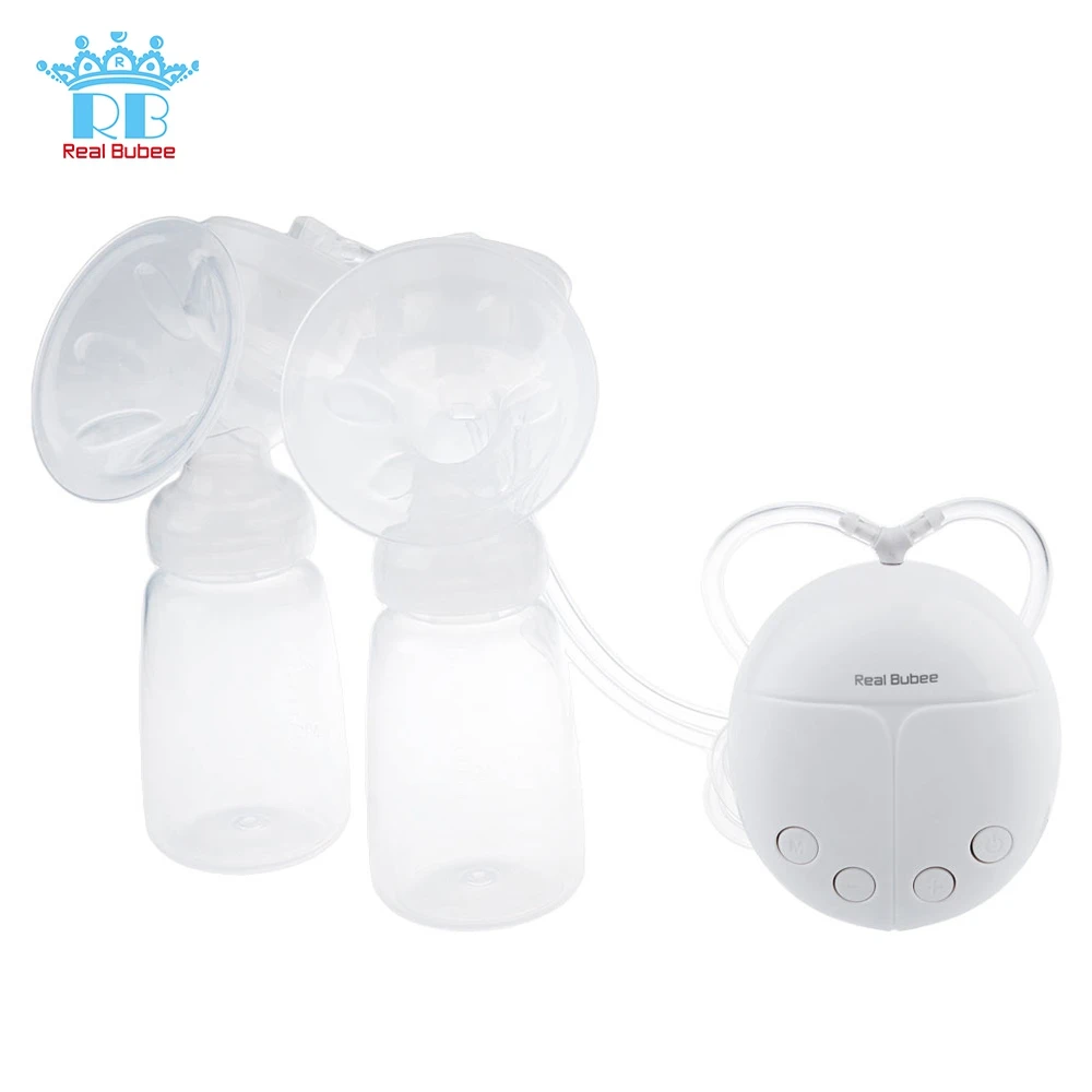 

Real Bubee Double Electric Breast Pump With Milk Bottle Convenient USB PP BPA free Powerful Breast Pumps For Baby Breast Feeding