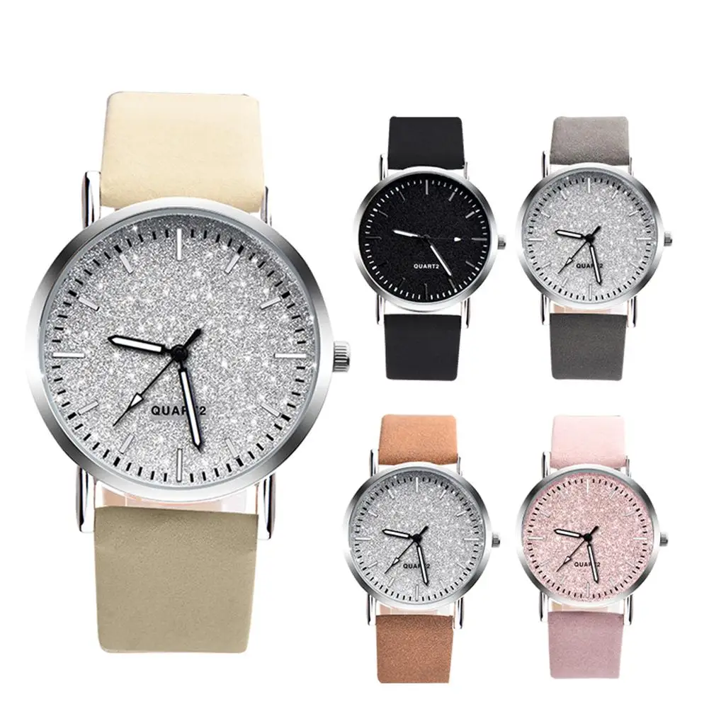 

Fashion Top Brand Luxury Women Starry Sky Round Dial Faux Leather Strap Analog Quartz Wristwatch