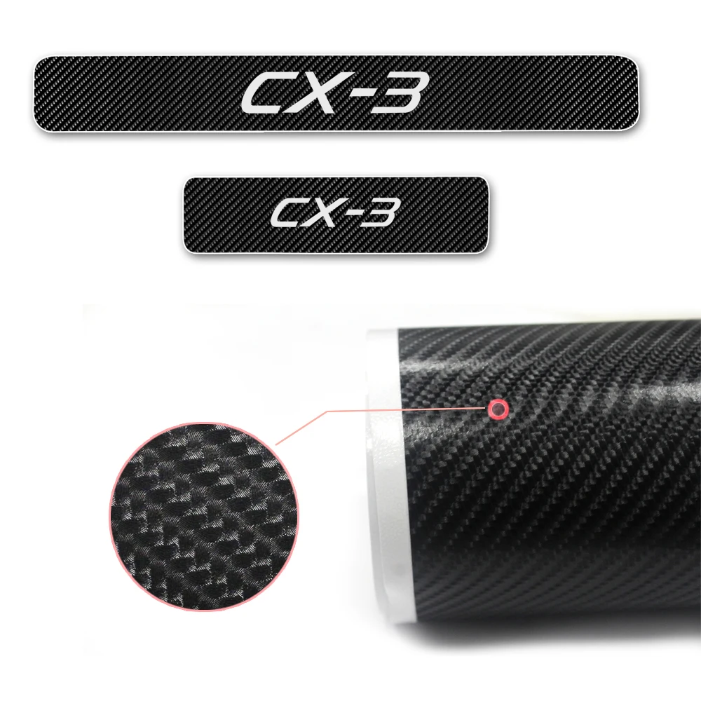 Estilo do Carro para Mazda Fibra de Carbono Etiqueta do Carro Protetor de Soleira da Porta Scuff do Peitoril da Porta Acessórios do Carro Vinil Guarda cx Cx3 Cx-3 3 7 Automóveis e motos
