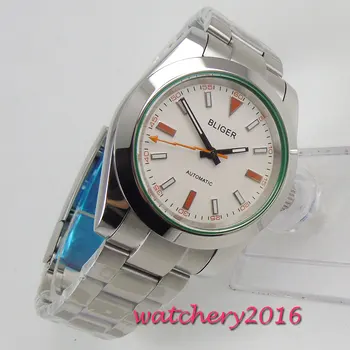 

39mm Bliger White Dial Luminous marks Stainless steel Case Automatic Movement men's Watch