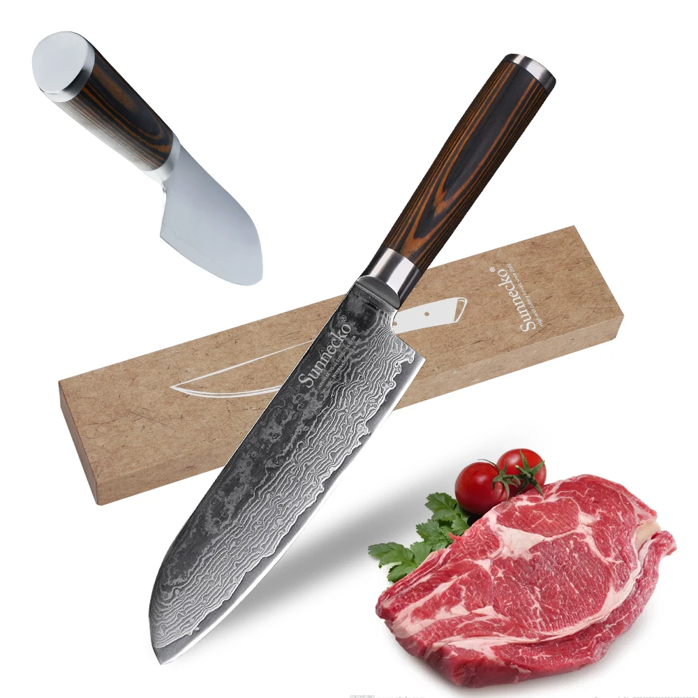 Sunnecko 7 дюймов нож шеф-повара Santoku кухонные ножи резак инструменты японский Дамаск