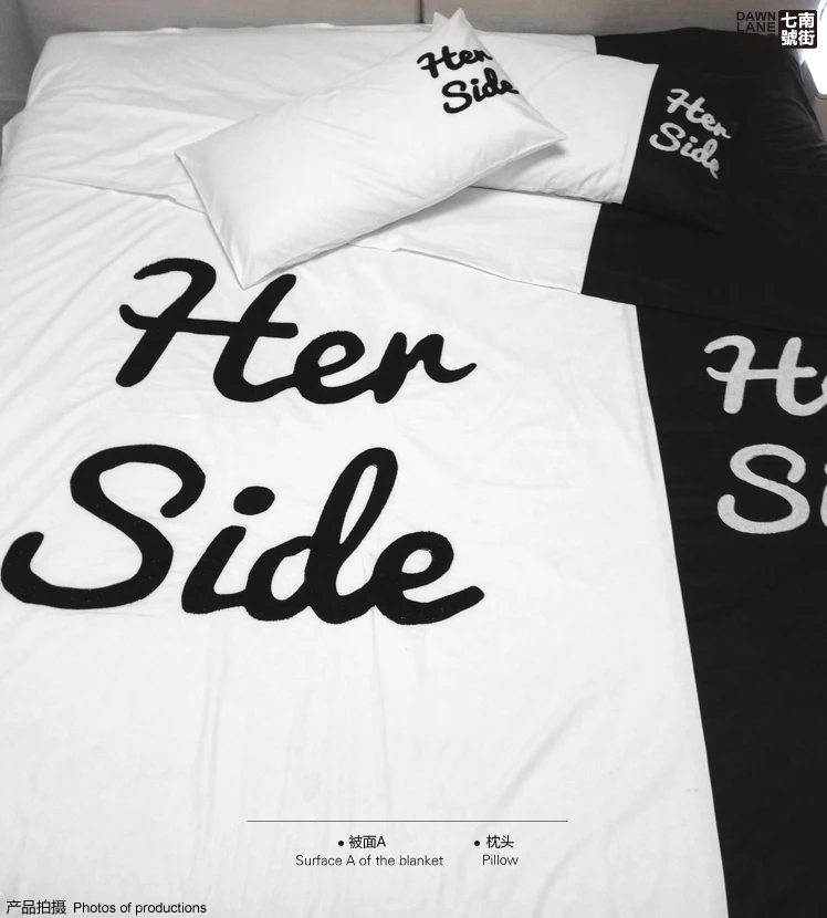 black and white fun korean bedding set king queen full size quilt t shirt sheets king size