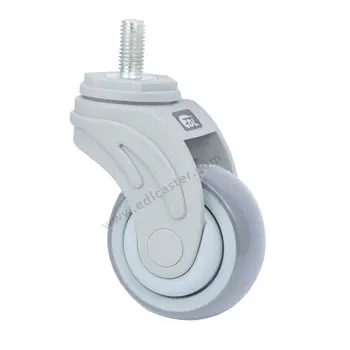 

2PCS EDL 3 Inch Medical Casters Wheels 95Kg TPR Wheels Castor Full Plastic Thread Bearing Swivel Roller for hospital bed caster