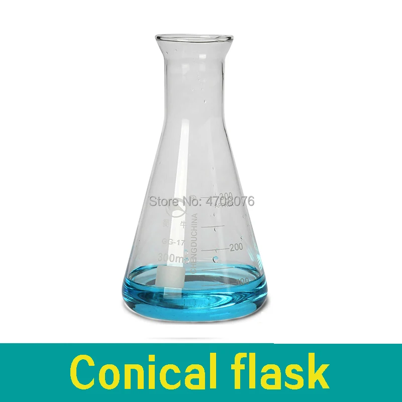 Стеклянная коническая колба из боросиликатного стекла Erlenmeyer flask Pyrex triangle объемные колбы для химических экспериментов 50-1000 мл