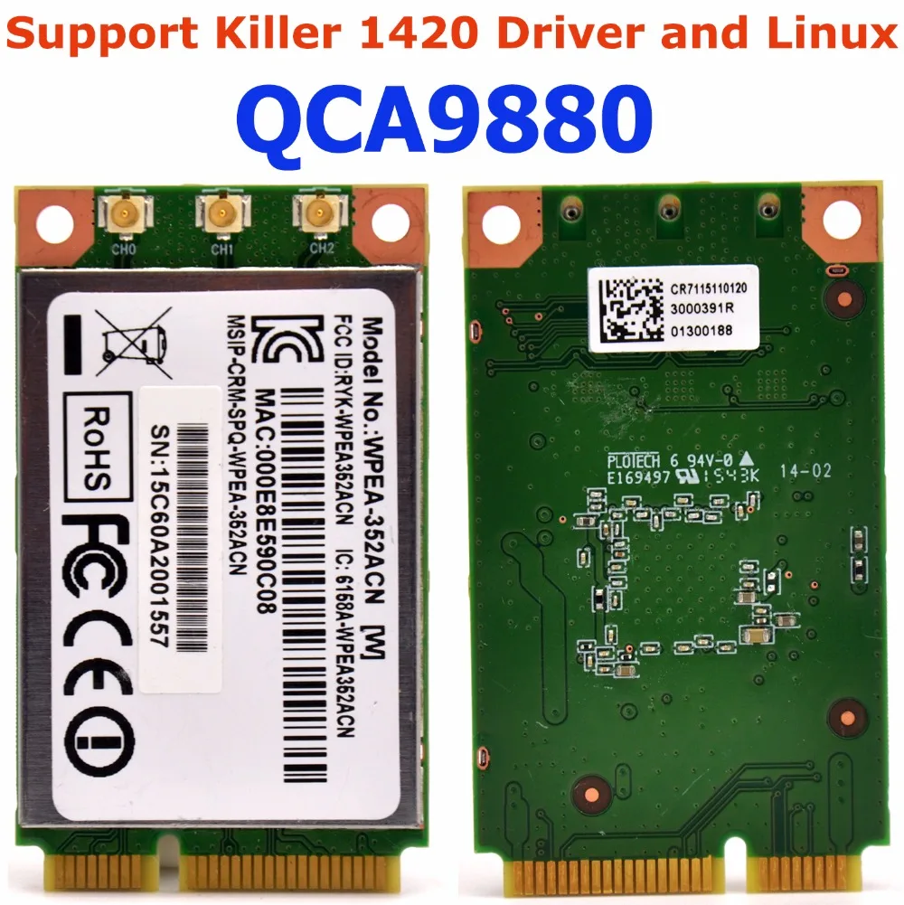 Мини PCIe Wi Fi модуль QCA9880 802.11AC 3T3R плата беспроводная WLAN карта поддержка Killer 1420