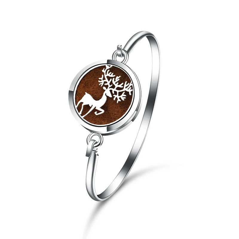 

New Wholesale 25mm Elk Trendy Aromatherapy Diffuser Bracelet Stainless Steel Magnet High Quality Essential Oil Lockets Jewelry