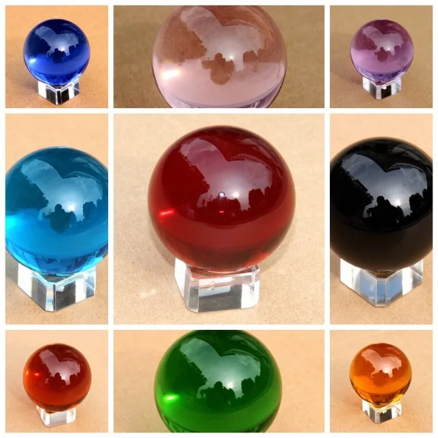 

Mixed color 50mm Crystal Sphere With base FengShui Crystal Balls Beautiful Home Decoration free shipping