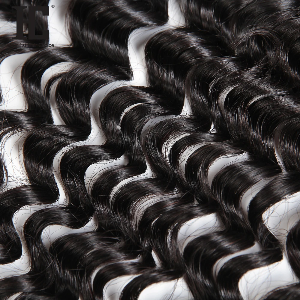 HC Hair Brazilian Deep Wave Lace Frontal Remy Hair 13x4 Ear to Ear Lace Frontal Closure Pre Plucked 130% Density Natural Color