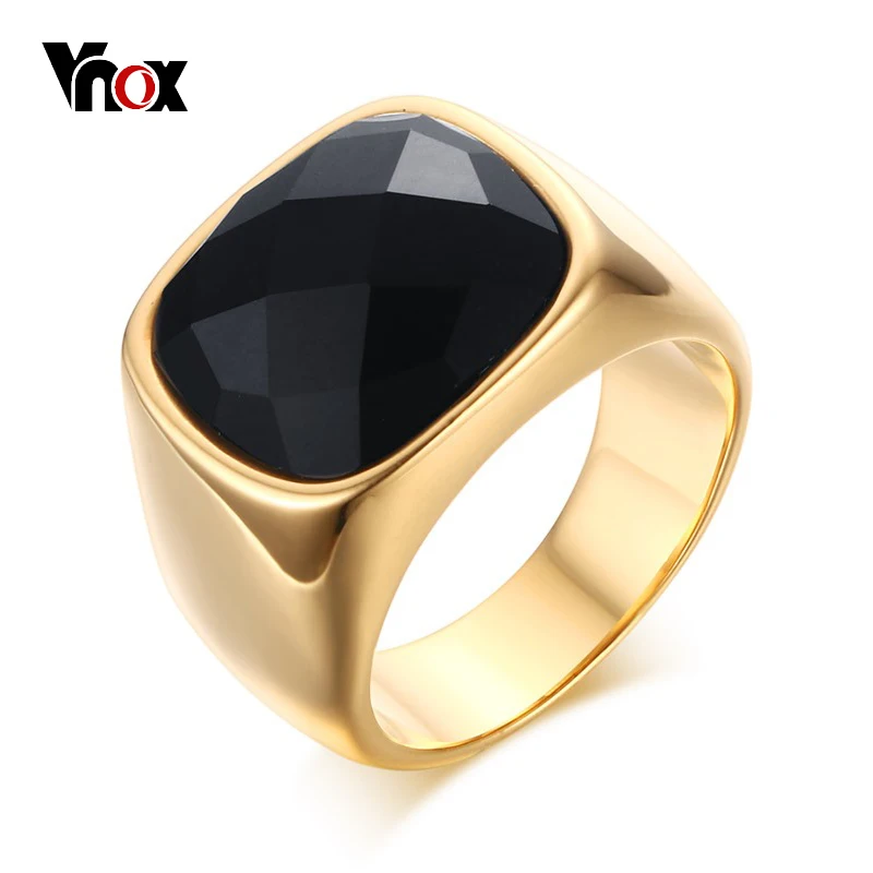 Vnox Gold Color Men Ring High Quality Stainless Steel Punk Rocky Male Alliance Jewelry US Size 8 9 10 11