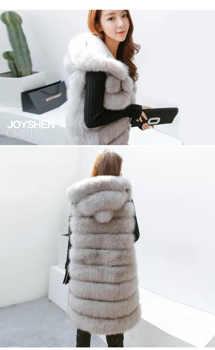 Clearance UPPIN 2019 New Fashion Fur Vest Women Winter With Hood Furry Cute Faux Fox Long Fur Vest Woman Plus Size Faux Fur Overcoat 23