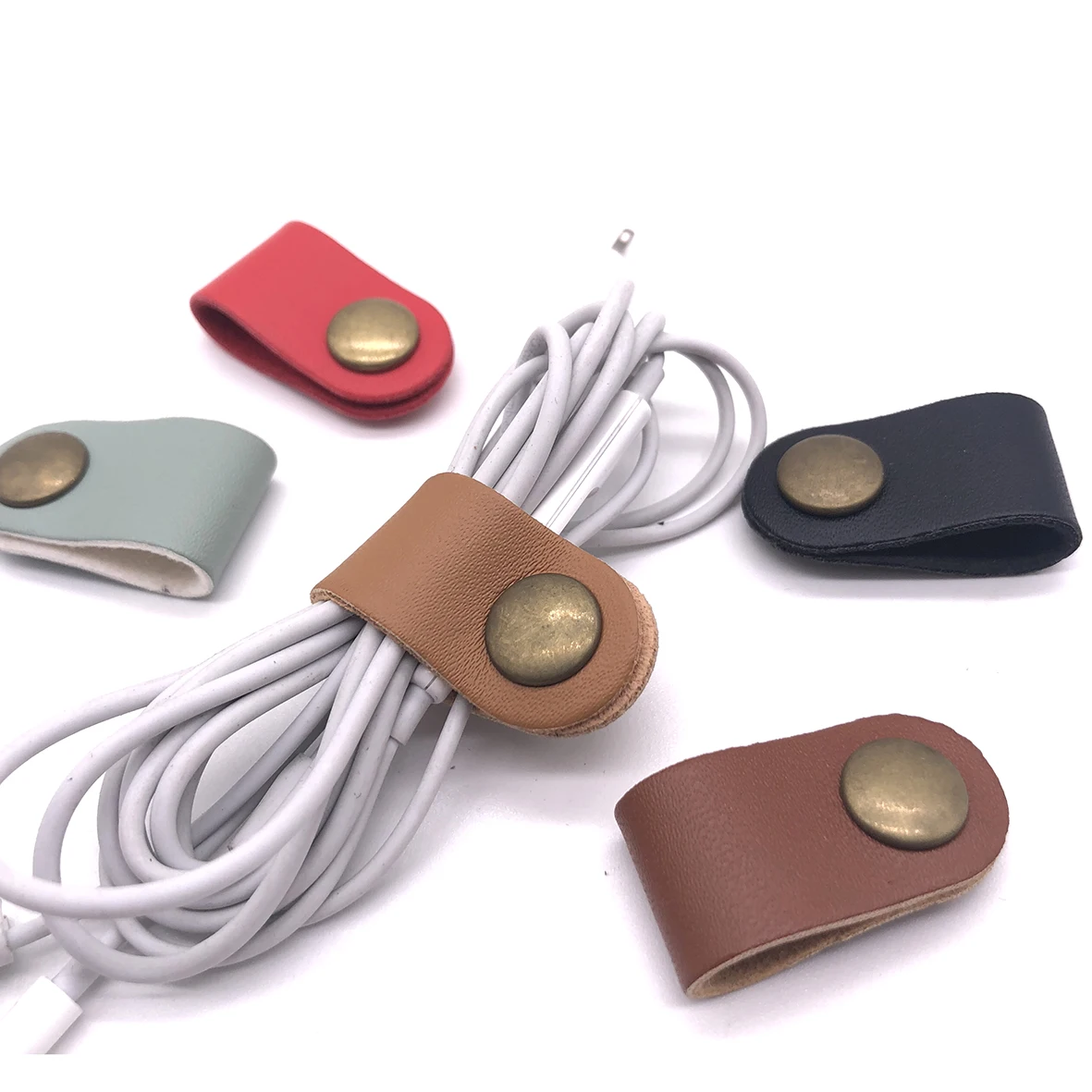 

PU Leather Cable Cord Leather Winder Headphone Case Korean Headset Earphone Wire Desk Manager organizer Portable Wrapped Cord