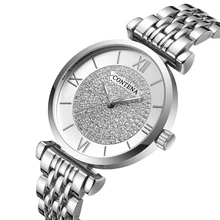 Женские кварцевые часы люксовый бренд Contena женские наручные часы полностью из нержавеющей стали женские часы Стразы Наручные часы