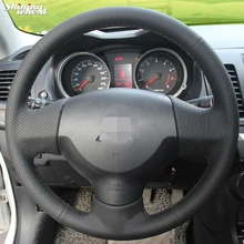 Luminoso Cubierta Del Volante de Cuero cosido A Mano Negro de trigo para Mitsubishi Lancer EX Lancer 10 X Outlander