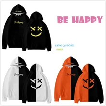 Be Happy двойной цвет блок черный HoodyFashion унисекс Crewneck Толстовка с принтом с длинными рукавами Pollover женские толстовки с 3D принтом