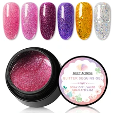 MEET ACROSS 5 мл голографический гель для ногтей с блестками набор сияющий УФ-гель для ногтей супер мерцающий Маникюр замачивающийся лак для ногтей