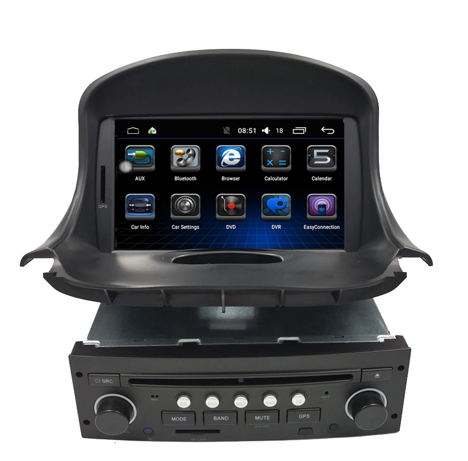 Perfect Android 9.0 Car DVD autoradio For peugeot 206 2007-2014 Auto Radio GPS Navigation Audio Video  WiFi 1GB RAM 1