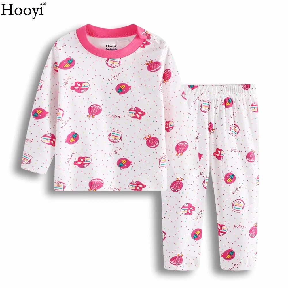 Hooyi характер ребенка комплект одежды для девочки для сна комплект хлопок Мягкий новорожденных пижамы Костюмы детская футболка Брюки для девочек