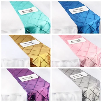 

OurWarm 20pcs Satin Table Runners for Wedding 12x108inch 6 Colors Pintuck Tablecloth Wedding Party Banquet Table Decoration