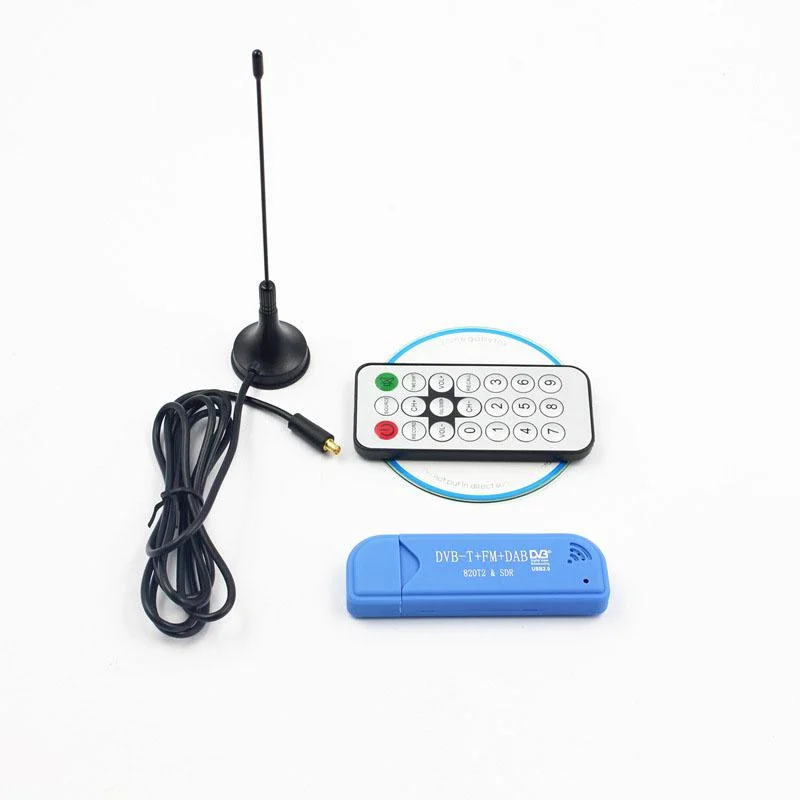 

USB2.0 TV Tuner Blue TV Stick DAB FM DVB-T RTL2832 R820T SDR RTL-SDR Dongle Stick TV Receiver Infrared Remote Control Antenna