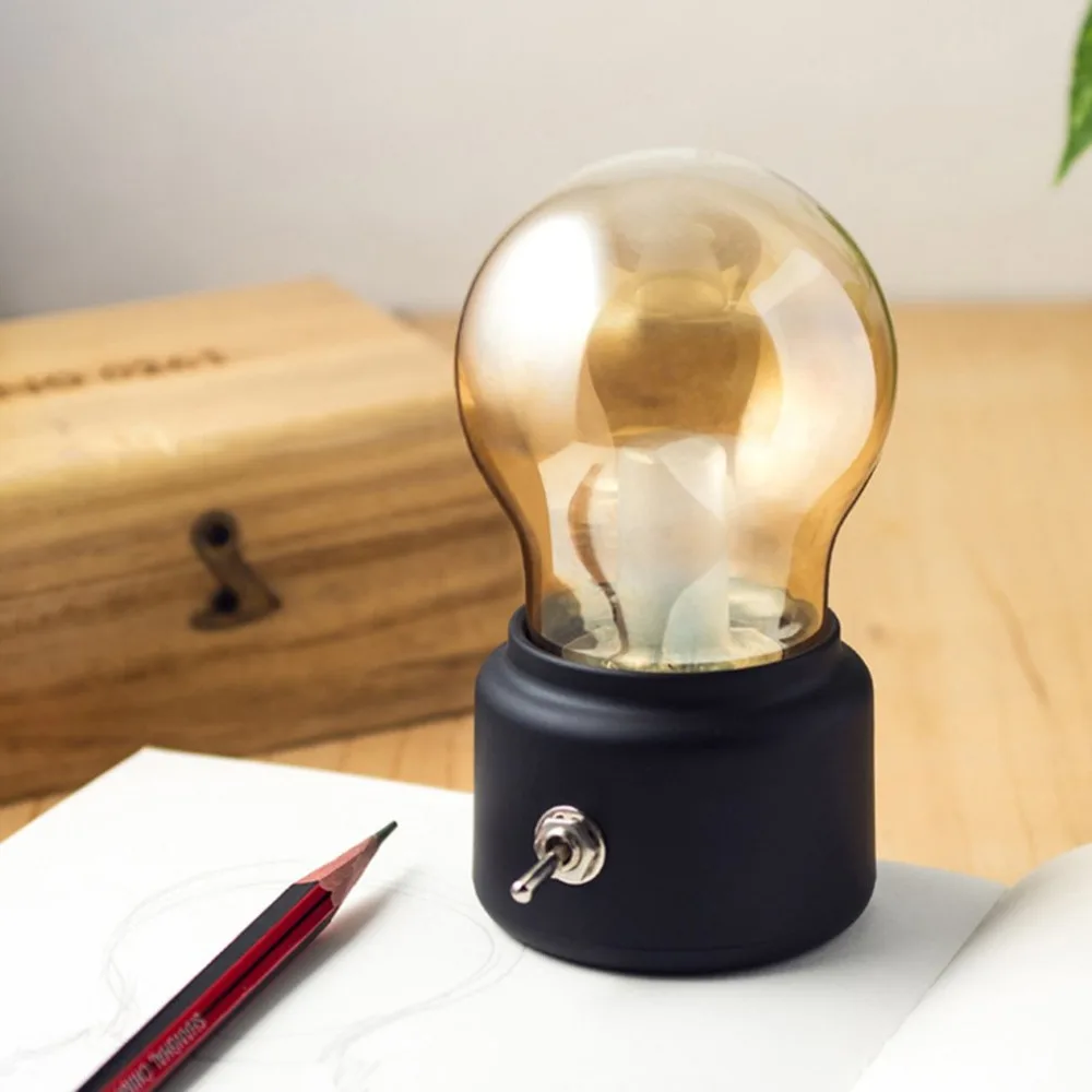 Vintage Light Bulb Night Light Mini USB Charging LED Small Table Lamp Birthday Gift Decorative Desk Lamp Vintage Light Bulb Night Light Mini USB Charging LED Small Table Lamp Birthday Gift Decorative Desk Lamp