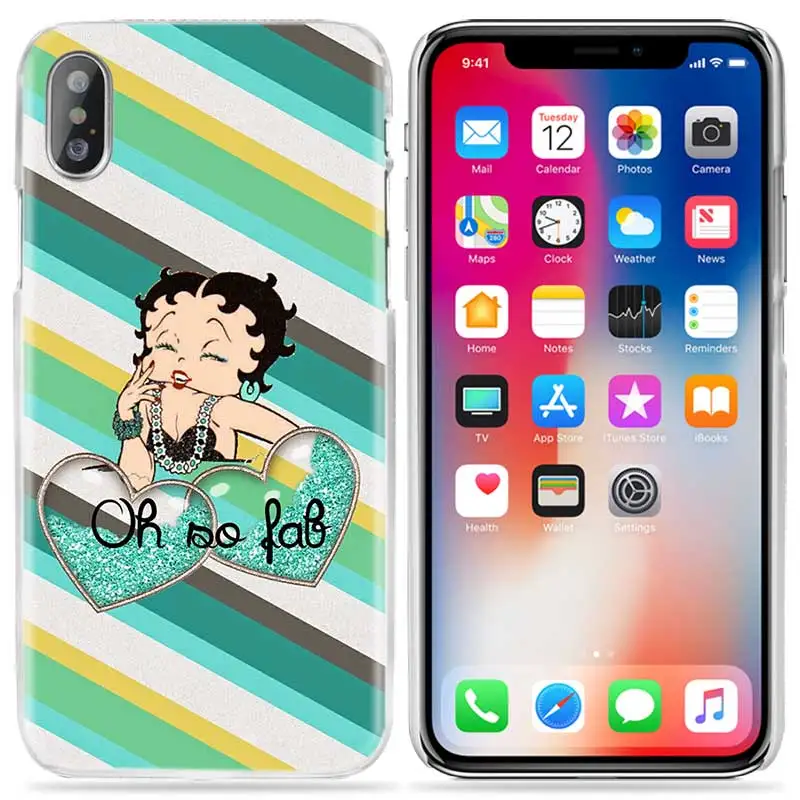 Чехол для iPhone XS Max XR X 10 7 7S 8 6 6S Plus 5S SE 5 4S 4 5C Жесткий пластиковый прозрачный чехол для телефона 11 Pro розовый сексуальный Betty Boop
