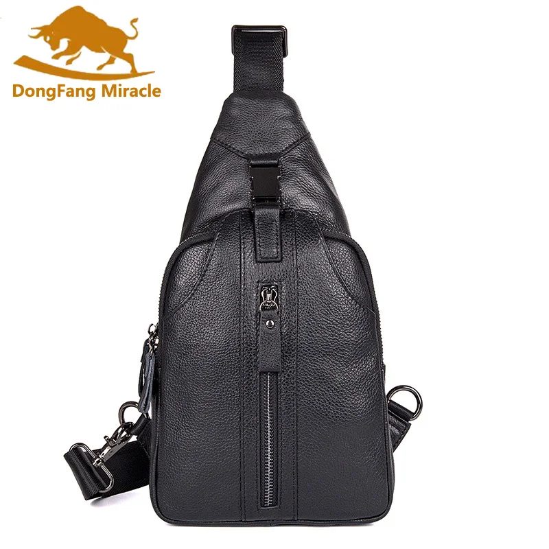 DongFang чудо высокое качество натуральная коровья кожа забавная сумка нагрудная сумка для мужчин сумка-мессенджер маленькая Повседневная нагрудная сумка