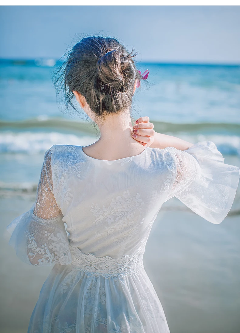 YOSIMI летнее макси винтажное кружевное длинное женское платье сказочное вечернее цветочное 3D вышитое женское платье белое до щиколотки