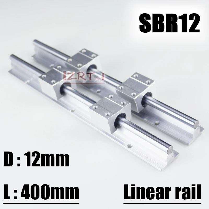 

ZRT 12mm linear rail SBR12 400mm supporter rails 2 pcs + 4 pcs SBR12UU blocks for CNC for 12mm linear shaft support rails