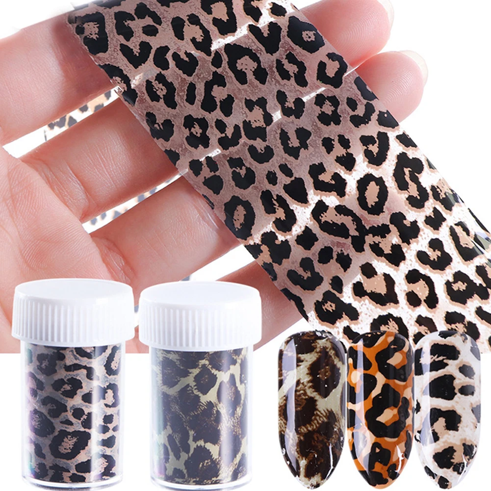

1 Bottle Sexy Leopard Print Nail Foil Transfer Slider Sticker Animal Starry Adhesive Nail Wrap Decal 3D Decoration Tips Manicure