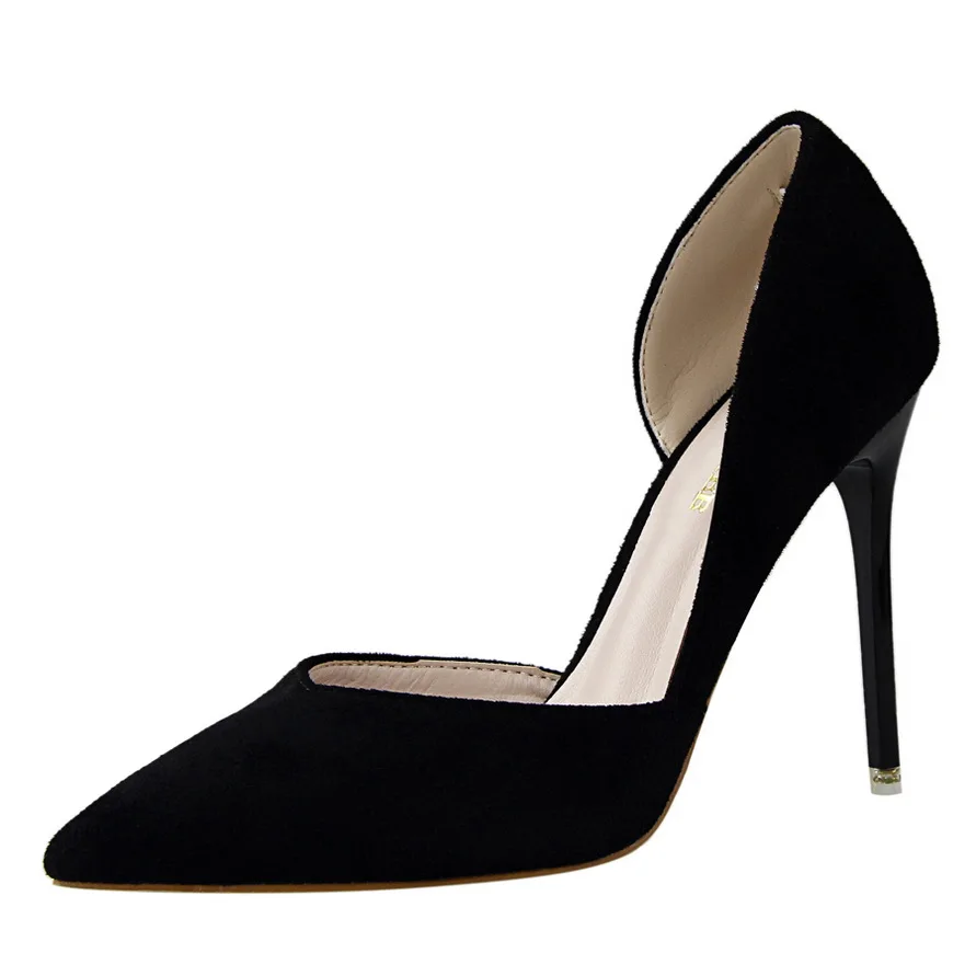 {D& Henlu}/женские пикантные туфли-лодочки D'Orsay на высоком тонком каблуке с острым носком рабочая обувь 10,5 см туфли-лодочки из органической кожи коричневая Женская обувь - Цвет: black heels