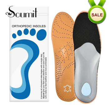 

Soumit High Quality Leather Flat Foot Orthotic Insoles Men Women Arch Support Pad For Shoes OX Leg Orthopedic Corrector