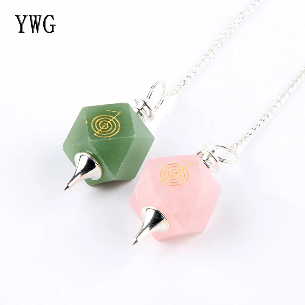 

1Pc 18mm Natural Rose Quartz Amethyst Lapis Pendulum Stone Carved Engraved Multilateral Prisms Crafts Chakra Healing Reiki Beads