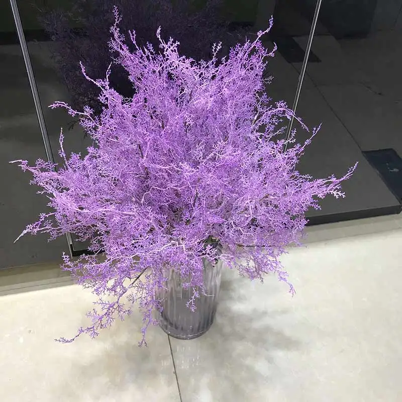 Artificial flowers branch home wedding Christmas tree decorations smoky grass fog flowers - Цвет: purple