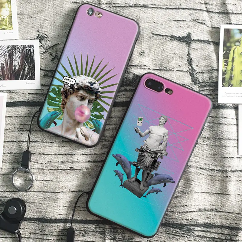 

Vaporwave POP-ART Abstract Free Hang Rope Tpu Soft Silicone Phone Case Cover Shell Bag For Apple iPhone 5 SE 5S 6 6S 7 PLUS