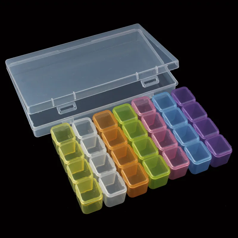 

BELLE FILLE Nail Art Jewelry Receiving Box 28 Lattices Transparent Jewelry Receiving Box Removable Box Nail Tool 1Set