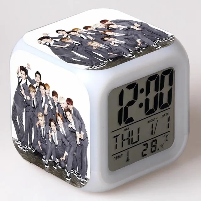 Светодиодный светильник Kpop group BTS EXO Bigbang super junior infinite Got7 Kara, Ночной светильник, будильник, 7 цветов - Цвет: Розовый