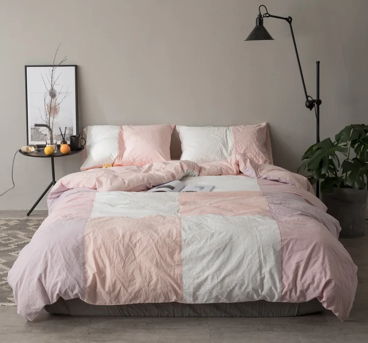 

100% Cotton Washing Cotton implicity Quilt Cover Soft Printed Bedding Set With Pillow Cases Bed Sheet Colcha Duvet Cover Set