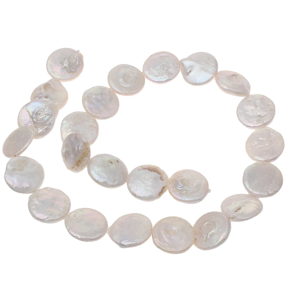 Coin Cultured Freshwater Pearl Beads Guaranteed 100% Natural White 13-14mm Loose Beads For Necklace Bracelets Jewelry Making