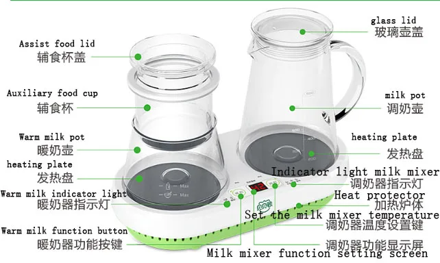 Термостатически управляемый дозатор молока стекло Многофункциональный Детский Теплый чайник для молока дополнительная еда 24H постоянная температура
