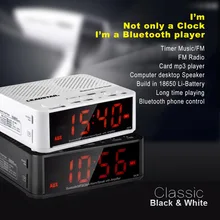 mini Bluetooth Speaker Portable Wireless clear display Luminous LED Alarm Clock with battery Amplifier FM Radio For smartPhone