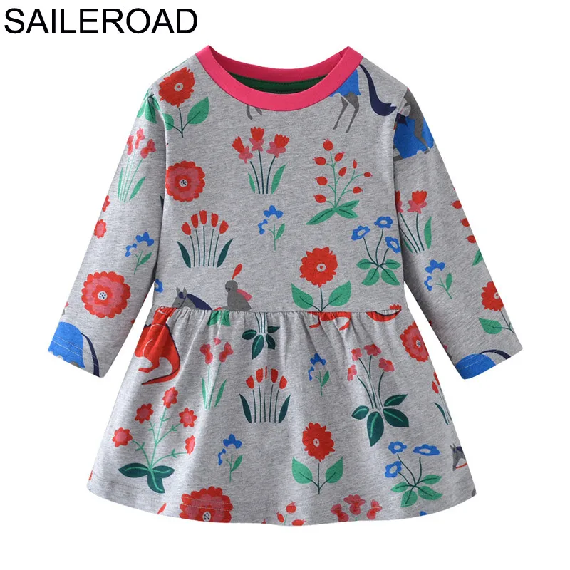 SAILEROAD Маленькие девочки с длинным рукавом платье Vestido Unicornio Infantil Осень детские платья для девочек Top Vestido Unicornio - Цвет: 5443 same picture