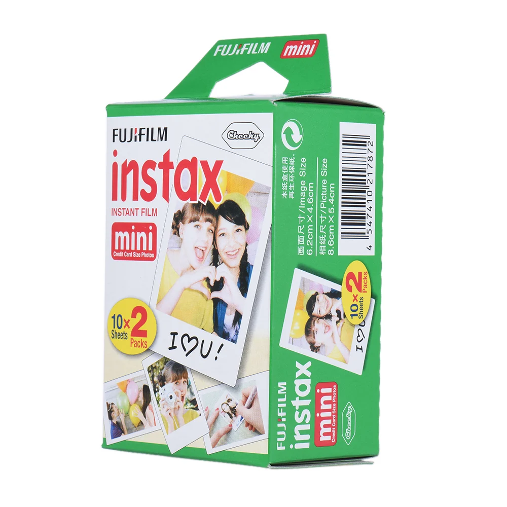 20 шт./кор. fujifilm instax mini 8 9 фильм 40 листов фотобумага для камеры Instant mini 7s 25 50s 90 Фотобумага с белым краем и шириной пленки 3"