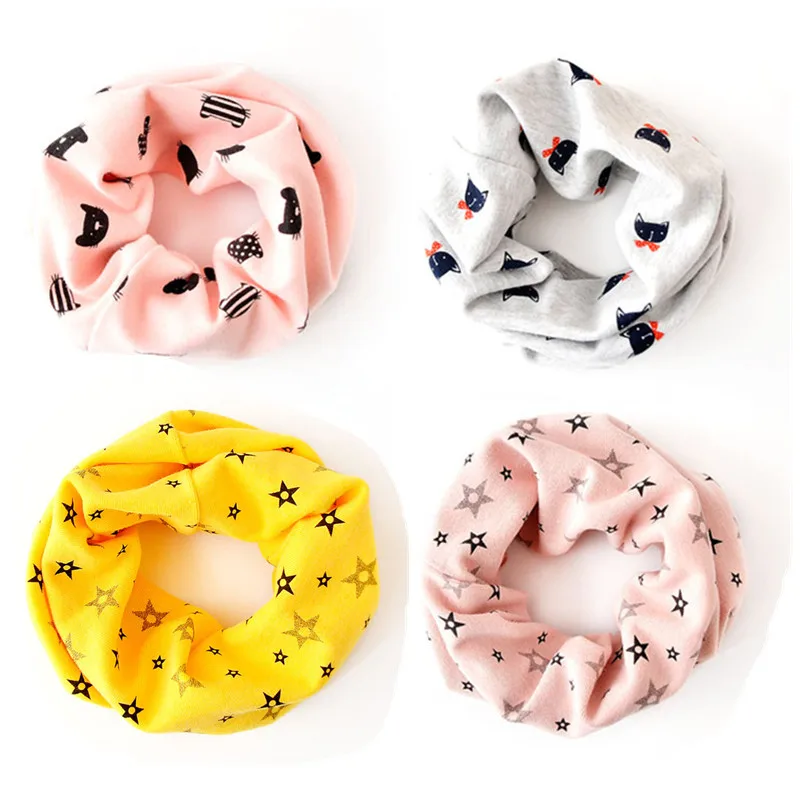 Fashion Autumn Winter Cotton Scarf for Baby Boy Girl Neck Scarf Collar Spring Kid O Ring Cartoon Children Scarves Baby Bufandas