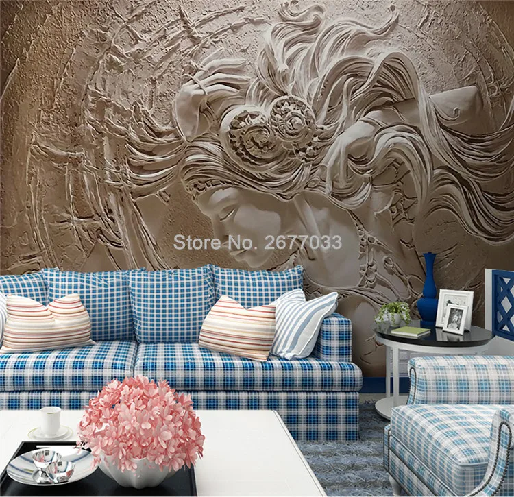 Custom Wall Cloth European Style 3D Relief Characters Sculpture Photo Wallpaper 3D Mural Living Room TV Backdrop Wall Covering