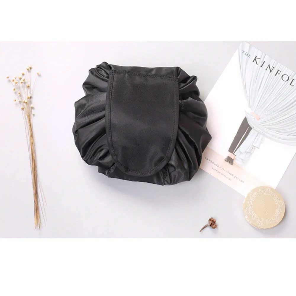 Large Capacity Lazy Makeup Toiletry Bag Drawstring Portable Travel Casual Waterproof Quick Pack Magic Makeup Storage Bag Perfect for Women Girls (Black)03
