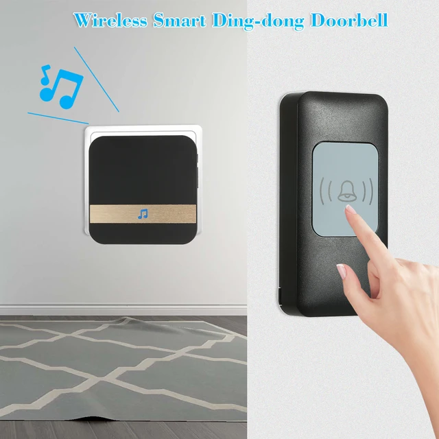 Wireless Smart Ding-dong Doorbell with 1*Indoor Unit 1*Outdoor Unit 52 Ring Tone Options  for Home/Office/Warehouse/Hotel